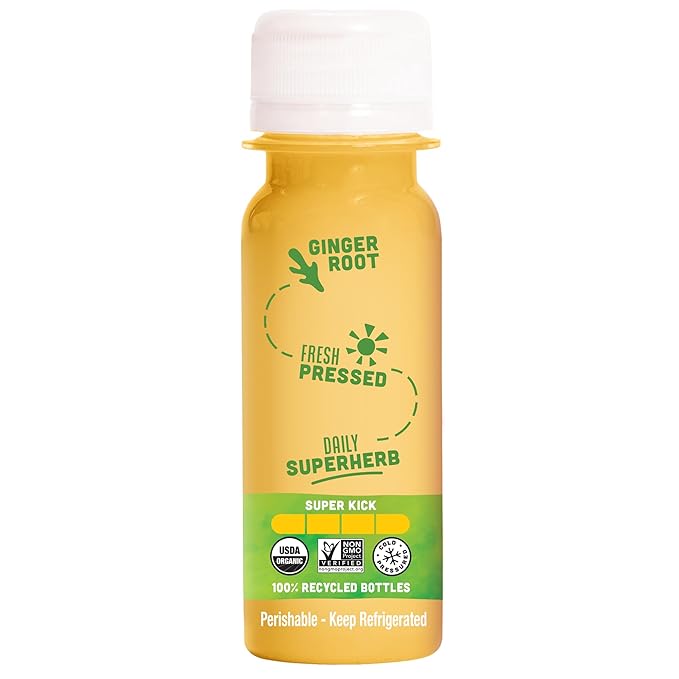 Vive Organic Immune Support Ginger Shot Cold-Pressed Ginger Root &amp Organic Juice Gluten Free Vegan Immunity Booster 2 Fl Oz (Pack of 12)