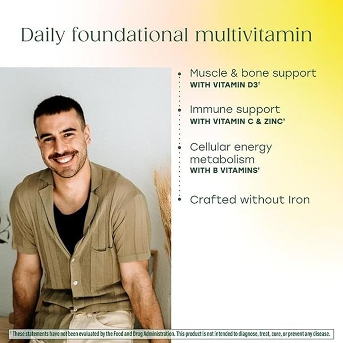 MegaFood One Daily Iron Free Multivitamin - Multivitamin for Women and Men - with Real Food - Immune Support Supplement - Bone Health - Energy Metabolism - Vegetarian Non-GMO No Iron - 90 Tablets