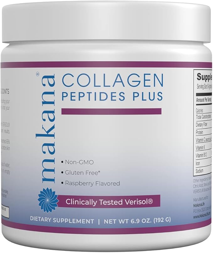 Makana Collagen Peptides Plus – with Verisol® Vitamin C Hyaluronic Acid &amp Amino Acids – Supports Hair Skin Nails &amp Joints 30 Servings – Raspberry Flavor