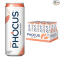 PHOCUS Caffeinated Sparkling Water Peach 75mg Natural Caffeine Plus L-Theanine Zero Sugar Zero Calories No Artificial Sweeteners 11.5 fl oz Cans (Pack of 12)