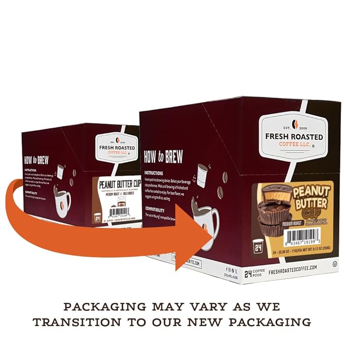 Fresh Roasted Coffee Peanut Butter Cup Flavored Coffee Pods 72 Count