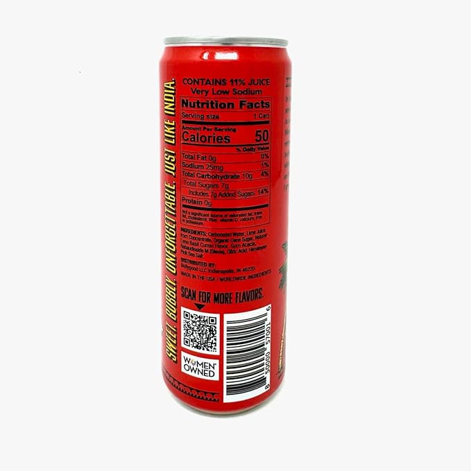 Bollygood Sparkling Limeade Lime Basil Cumin Indian Inspired Beverage Nimbu Pani No Artifical Colors or Flavors Non-GMO Project Verified 12 FL OZ Cans (Pack of 12)