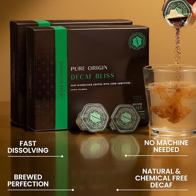 Luxury Instant Espresso - Decaf Hot or Iced Instant Coffees Cold Brew Coffee Double Shot Espresso 24 Count 100% Arabica Sugar Free No Additives - Original Diamond Brew