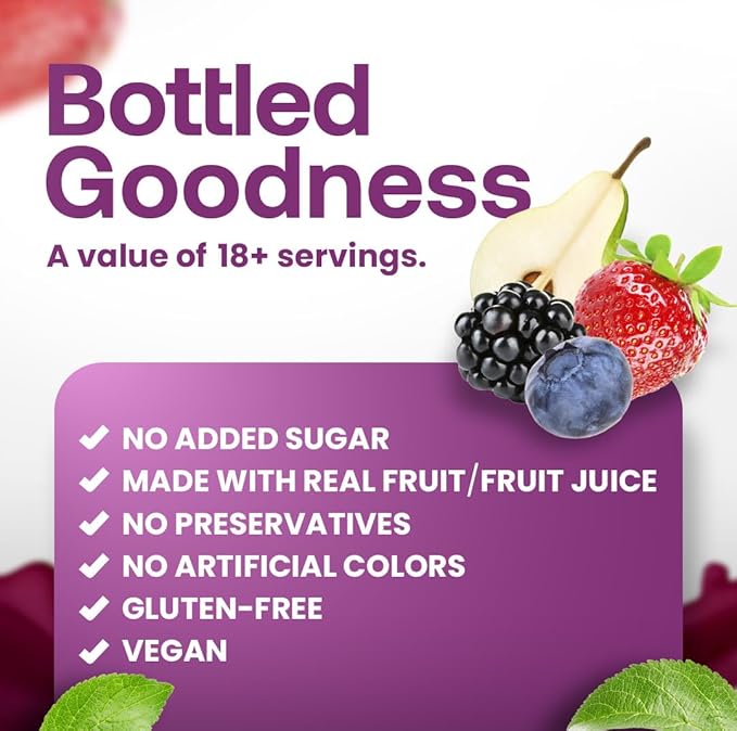 Dr. Smoothie 100% Crushed Mixed Berry – No Added Sugar Made with Real Fruits/Fruit Juice – Vegan No Artificial Colors or Flavors – Raspberry Strawberry Blackberry &amp Blueberry – 46 oz Bottle
