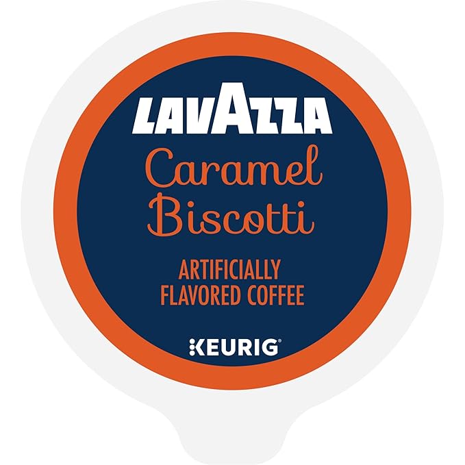 Lavazza Caramel Biscotti Coffee Single Serve Keurig K-Cup Pods Flavored Coffee 60-Count Box (6 Packs of 10)