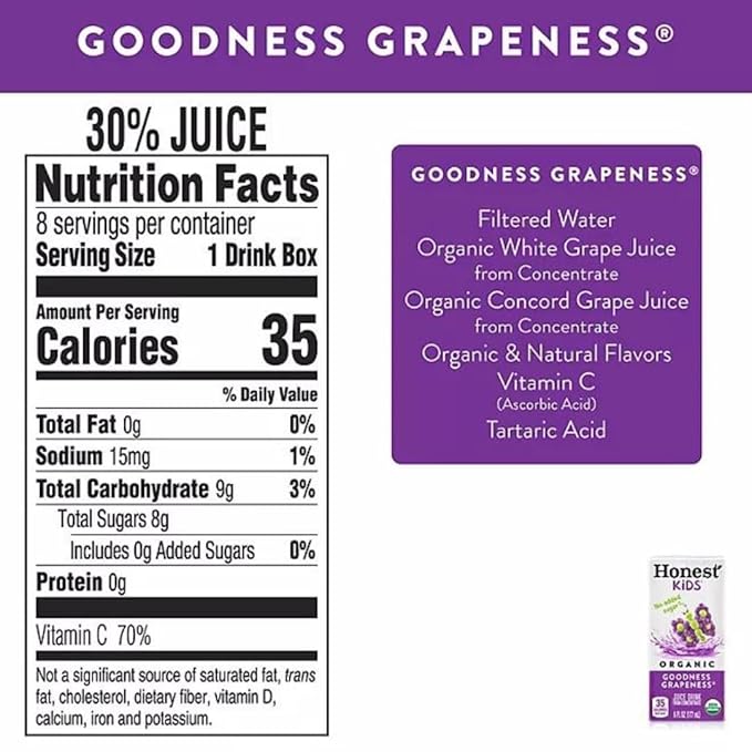 Honest Kid Assorted Organic Juice Drink Variety Pack 6 Fl Oz (Pack of 38)