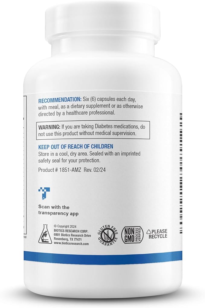Biotics Research GlucoBalance Chromium Vanadium L carnitine Supplement Supports Metabolic Health and Maintain Healthy Blood Lipid Levels - 180 Capsules