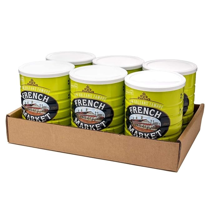 French Market 100% Pure Ground Dark Roast Chicory Caffeine Free 16oz Can (Pack of 6)
