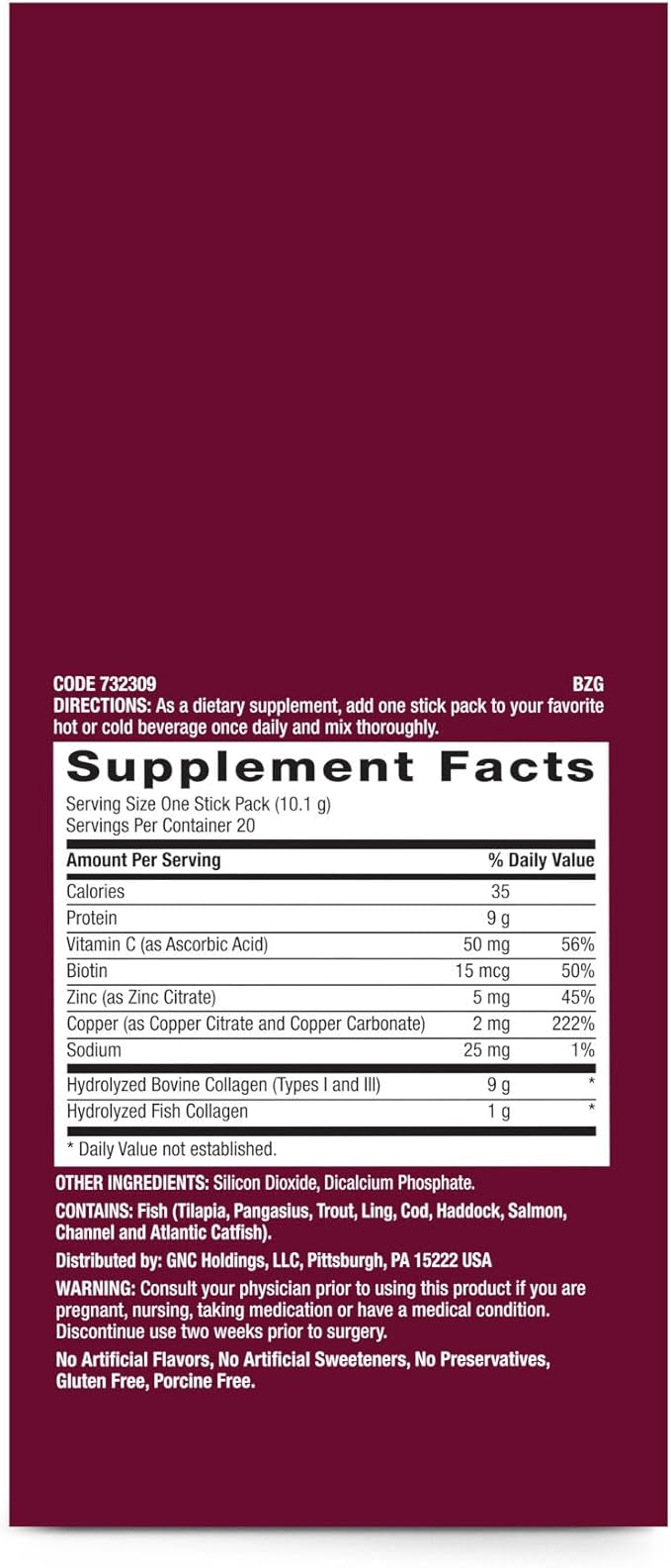 GNC Premier Collagen Powder with 6 Essential Beauty Support Ingredients Unflavored 20 Stick Packs