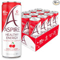 ASPIRE® Sweet Cherry Healthy Energy Drink 80mg Natural Caffeine Zero Sugar No Carbs Keto Friendly 12 Pack Green Tea Sugar Free Drink Low Caffeine Zero Calorie