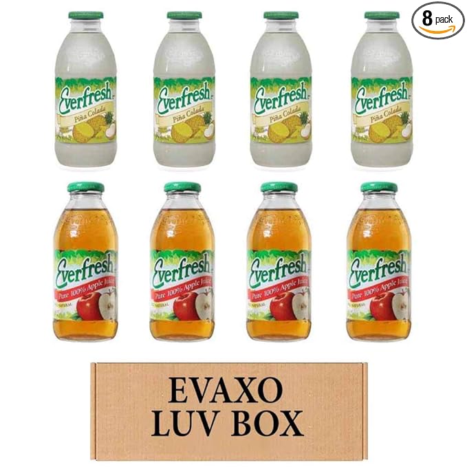 SELPONT verfresh Juice 16 oz. pack of 8  Everfresh Pina Colada  Everfresh 100% Apple Juice. by evaxo
