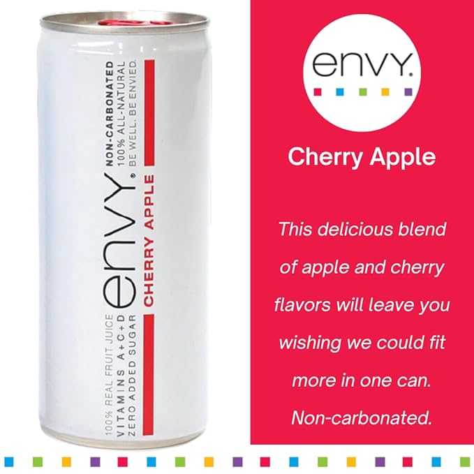 Envy Non-Carbonated 100% Fruit Juice Cherry Apple 8 oz (Case of 24)