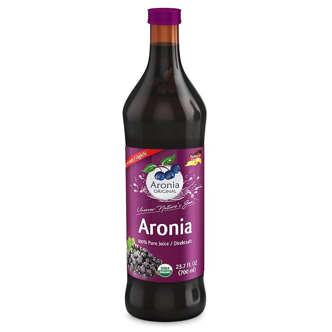 Aronia Original Organic Aronia Berry Juice 23.7 Fl Oz - 100% Pure Chokeberry Juice Not from Concentrate Amber Glass Bottle - No Additives Vegan &amp Non-GMO