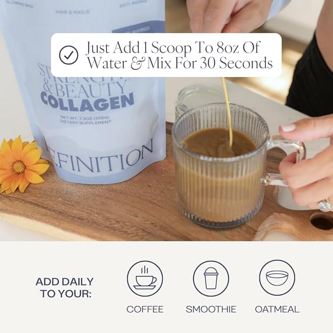 Collagen Powder for Women Beauty Blend with Vitamin C Biotin &amp Hyaluronic Acid Supports Hair Skin &amp Nails 20 Servings Grass-Fed Bovine Unflavored