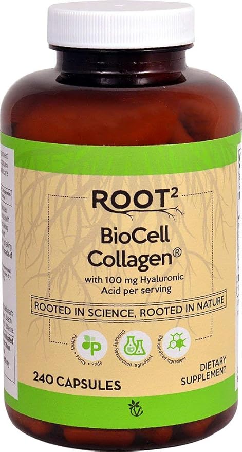 Vitacost ROOT2 BioCell Collagen With Hyaluronic Acid -- 100 Milligram Per Serving - 240 Capsules