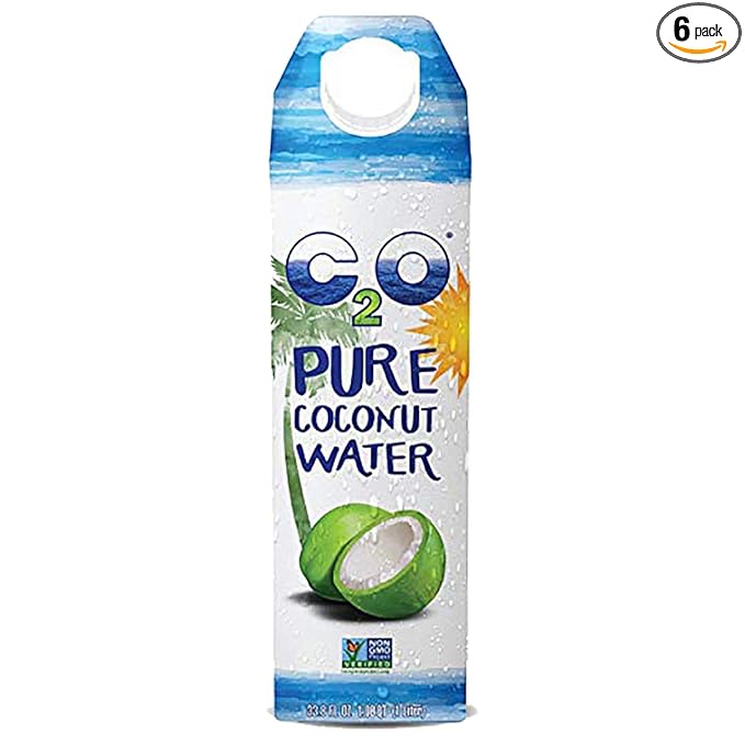 C2O Pure Coconut Water | Plant Based | Non-GMO | No Added Sugar | Essential Electrolytes | 1 Liter (Pack of 6)