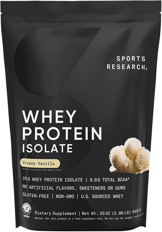 Sports Research® Protein Pack - Whey Isolate Protein Powder 2.1lb + Creatine Monohydrate 1.1lb + Collagen Peptides 1lb