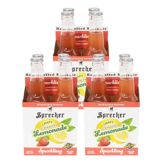 Sprecher Sparkling Strawberry Lemonade in 12 fl oz Glass Bottles (12 Pack) Handcrafted Craft Soda Made with Real Lemon and Strawberry Juice Naturally Flavored and Cane Sugar Sweetened