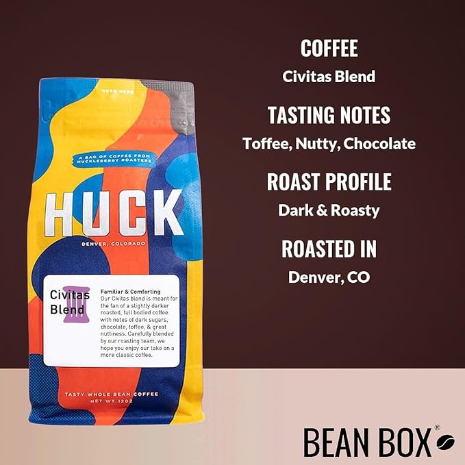 Bean Box Coffee Sampler - Roasted by Huck 4-Pack Freshly Ground Coffee Gourmet Coffee