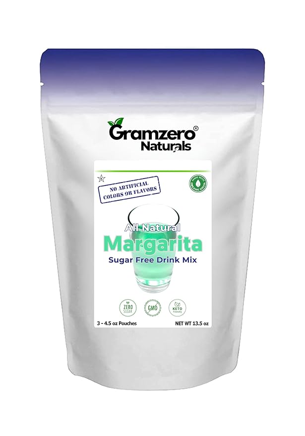 GramZero All Natural Margarita Zero Calorie Sugar Free Drink Mix Great For Nutrition Club Loaded Tea Stevia Sweetened
