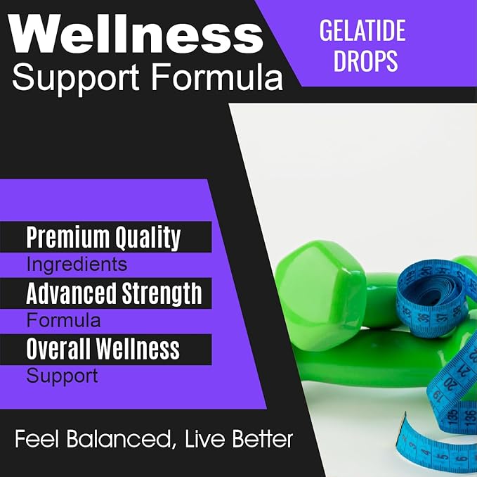 (2 Pack) Gelatide Drops Advanced Gelatide Feel Light Live Well Supplement Loss Support Formula Official Gelatide Liquid Dropper for Active Lifestyle &amp Overall Wellness (4oz/120ml)