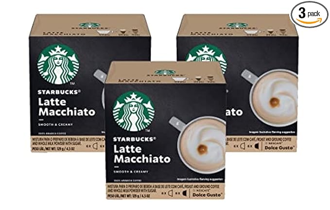 Dolce Gusto Starbucks Coffee Latte Macchiato (Packaging May Vary) 12 Count Pack of 3