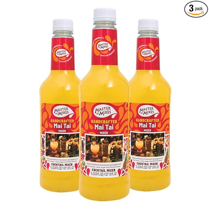 Master of Mixes Mai Tai Drink Mix Ready To Use 1 Liter Bottle (33.8 Fl Oz) Pack of 3
