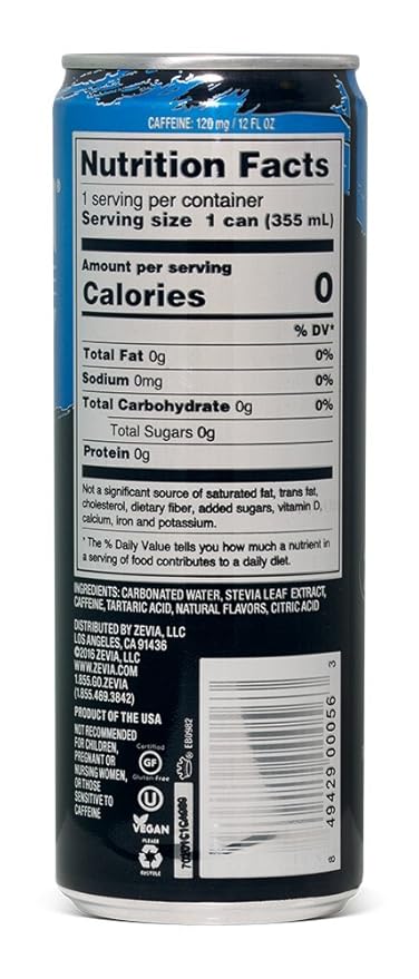 Zevia Zero Calorie Soda Cola Naturally Sweetened Soda (24) 12 Ounce Cans Cola-flavored Carbonated Soda &amp Zero Calorie Energy Drink Naturally Sweetened Energy Drink Kōla 12 Ounce (Pack of 12)