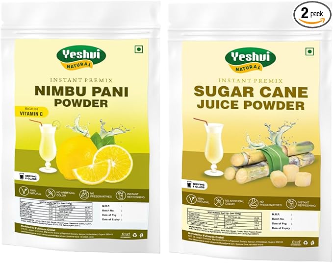 Nimbu Pani Powder &amp Sugarcane Juice Powder Combo PackInstant Mix Energy DrinkRich in VitaminsHealthy Drink Ready to Serve200gm