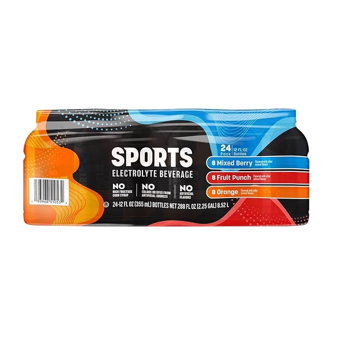 Sports Drink Variety Pack 12 fl oz Bottles (24 Pack) - Electrolyte Hydration - Includes Fruit Punch Mixed Berry and Orange - Rapid Recovery Fuel for Athletes