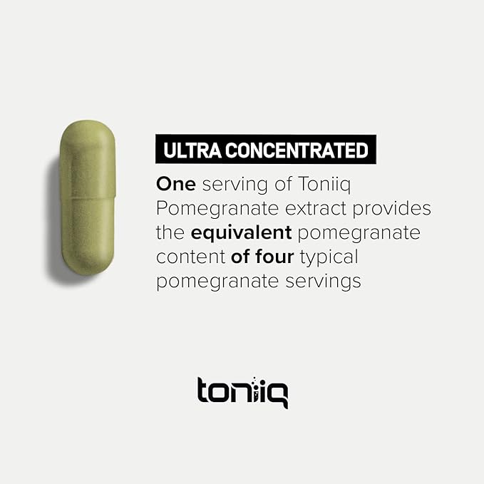 Toniiq Pomegranate Extract - Ultra High Potency 35:1 Extract with 90% Ellagic Acid - Highly Concentrated - Third-Party Lab Tested - 120 Capsules