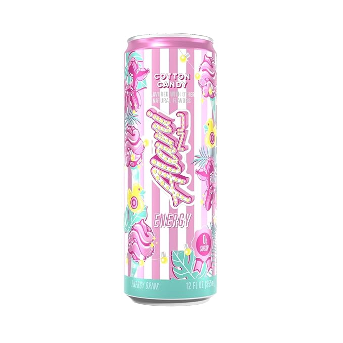 Alani Cherry Bomb &amp Cotton Candy Energy Drink Sugar Free Low Calorie Energy Drinks 12 fl oz Cans (Pack of 12)