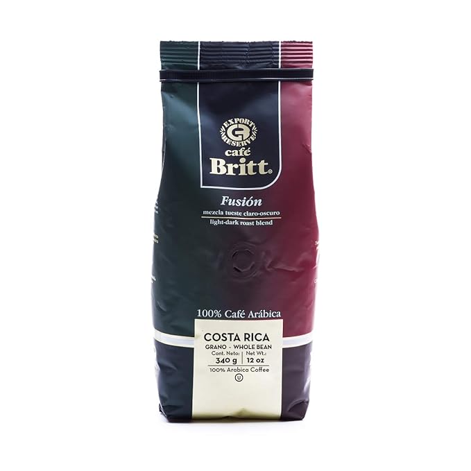 Café Britt® - Costa Rican Fusion Coffee (12 oz.) (3-Pack) - Whole Bean Arabica Coffee Kosher Gluten Free 100% Gourmet &amp Medium Dark Roast