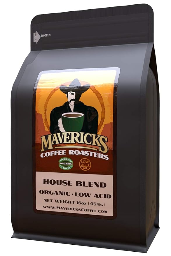 Mavericks House Low Acid Coffee 100% Organic Ingredients Coffee - Ground (Medium Roast)