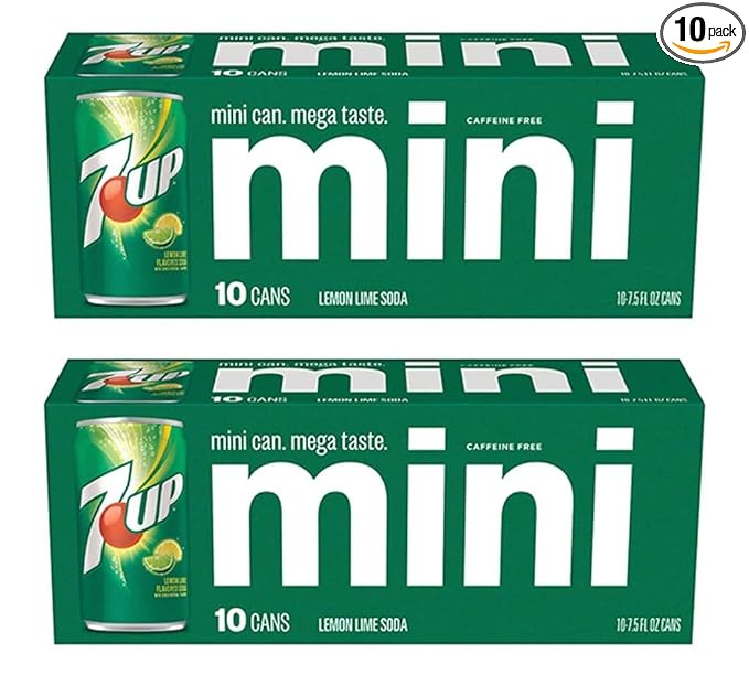 Mini 7up Sodas - 10 pack (2 cases of 10 packs for a total of 20 cans)
