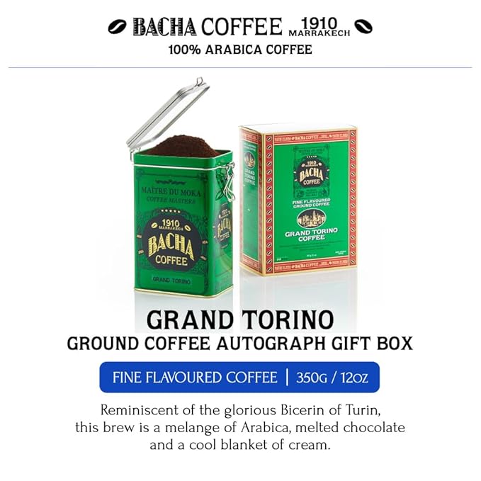 Bacha Coffee | Grand Torino Fine Flavoured Ground Beans Medium Roast 100% Arabica Specialty Coffee 350g Autograph Collection Gift Box