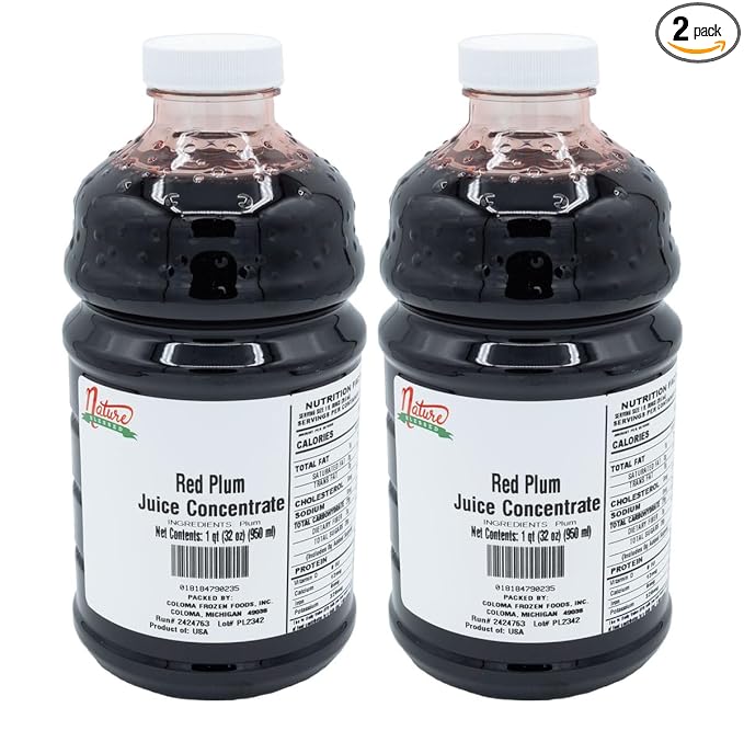 Nature Blessed 100% Plum Fruit Juice Concentrate - 2 Quarts (2/32 fl oz bottles) Applications: Home Wine Making Home Brewing Distilling Mead Smoothies Jelly at Home