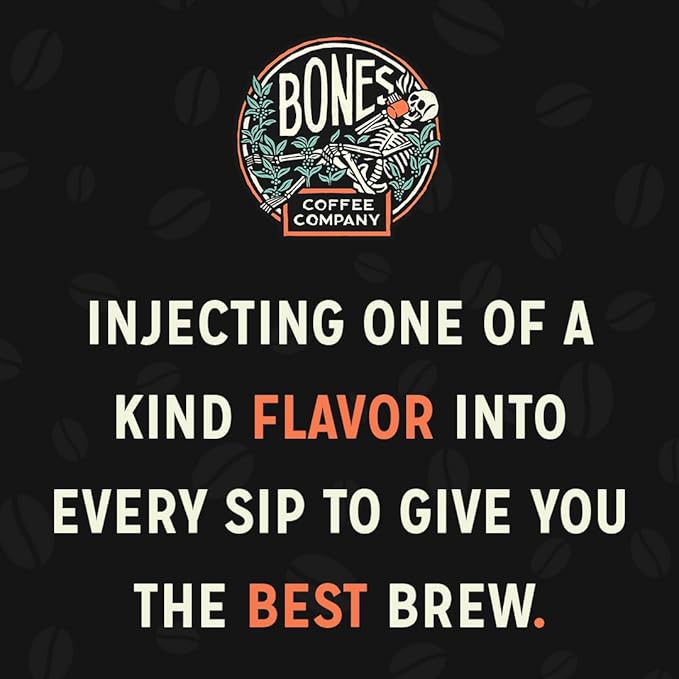 Bones Coffee Company Crazelnut and Salted Caramel Flavored Coffee Medium Roast Low Acid Arabica Beans | Auto drip and French Press Coffee Maker 12 Oz Ground