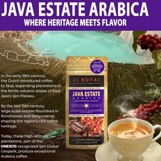 JJ Royal Coffee Java Estate Arabica 200g Ground Coffee (Pack of 2)