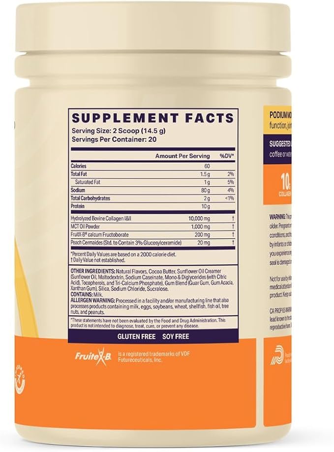 Podium Nutrition Morning Collagen Sweet Cream 20 Servings Collagen Protein Gluten Free Soy Free