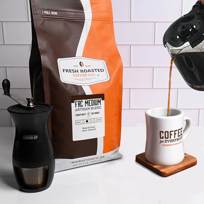 Fresh Roasted Coffee FRC Medium Roast Blend 5 lb (80 oz) Kosher Whole Bean