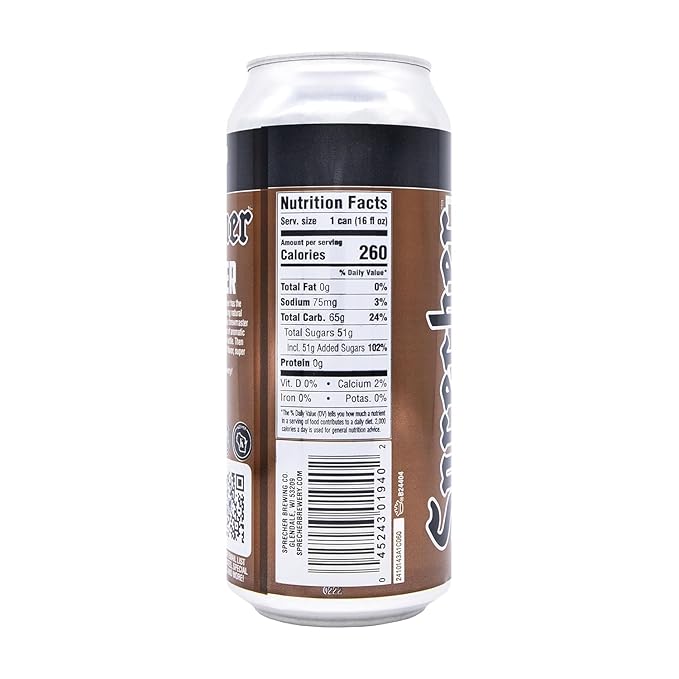 Sprecher Root Beer &amp Cream Soda Craft Soda – Fire-Brewed with Real Honey Caffeine-Free &amp Gluten-Free Gourmet Sodas – 16 fl oz Cans (24 Total)