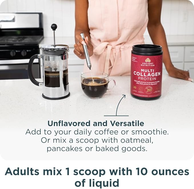 Ancient Nutrition Multi Collagen Peptides Powder Brain Boost 45 Servings + Multi Collagen Peptides Powder Unflavored 45 Servings