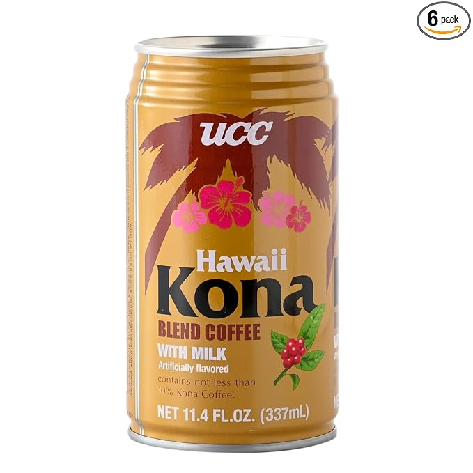 UCC Hawaii Kona Coffee Blend With Milk Ready To Drink Coffee Imported from Japan 11.3 oz (Pack of 6)