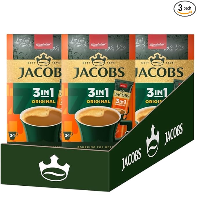Jacobs 3 in 1 Instant Coffee Sticks 72 Count