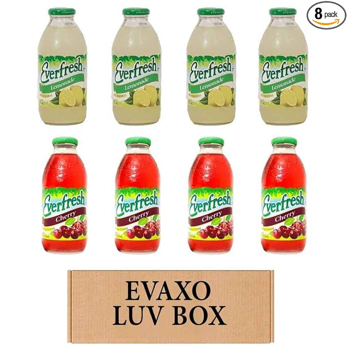 LUV BOX- variety Everfresh Juice 16 oz. pack of 8 Everfresh Lemonade Everfresh Cherry.