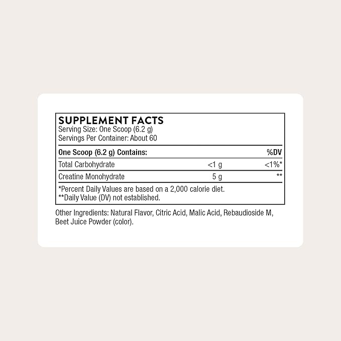 THORNE Creatine - Micronized Creatine Monohydrate Powder - Support for Muscles &amp Cognitive Function* - for Women &amp Men - Strawberry - NSF Certified for Sport - 5 g per Serving - 60 Servings