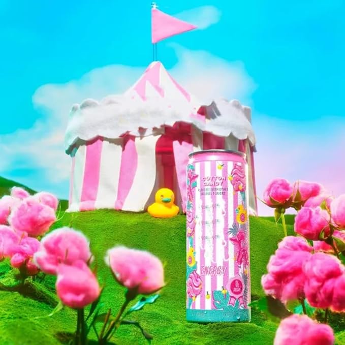 New Alanni Energy Drink Assorted 6 Pack – Cotton Candy Strawberry Sunrise Sherbet Swirl Flavors – Sweet Refreshing Powerful Energy Boost Drinks Zero Sugar Low-Calorie 12 fl oz Cans