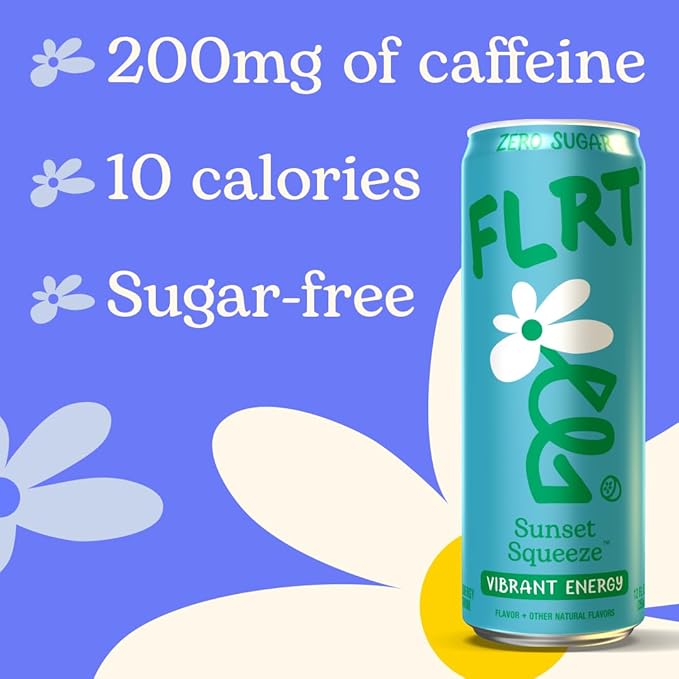 FLRT Energy Sunset Squeeze Clean Energy Energy Drink 12 Fl Oz (Pack of 12)