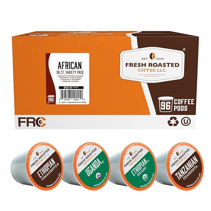 Fresh Roasted Coffee African Variety Pack K-Cup Compatible 96 Pods